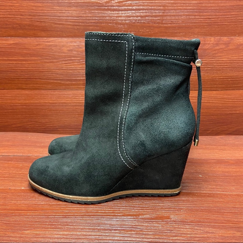 Black Suede Wedge Ankle Boots - Picture 4 of 12